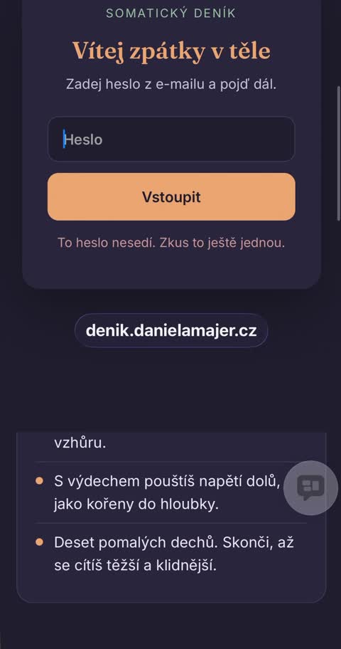 Náhled aplikace Somatický deník